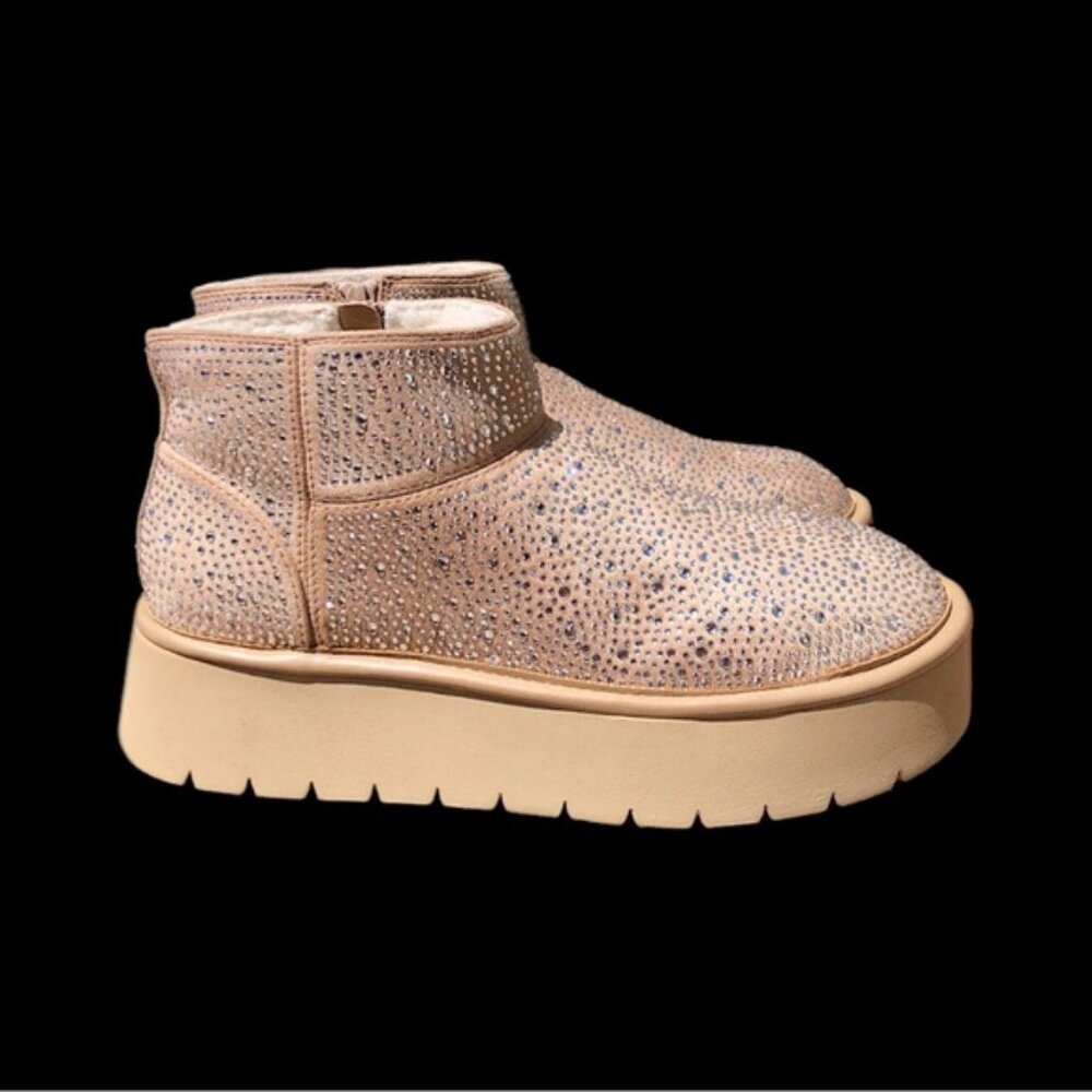Women’s Tan Rhinestone Platform Ankle Boots, 8 - Picture 4 of 7